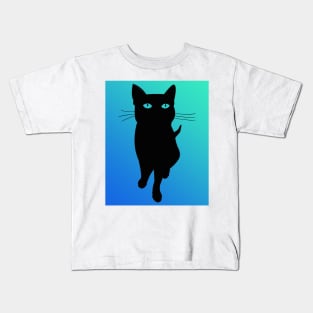 Black Cat Aqua Kids T-Shirt